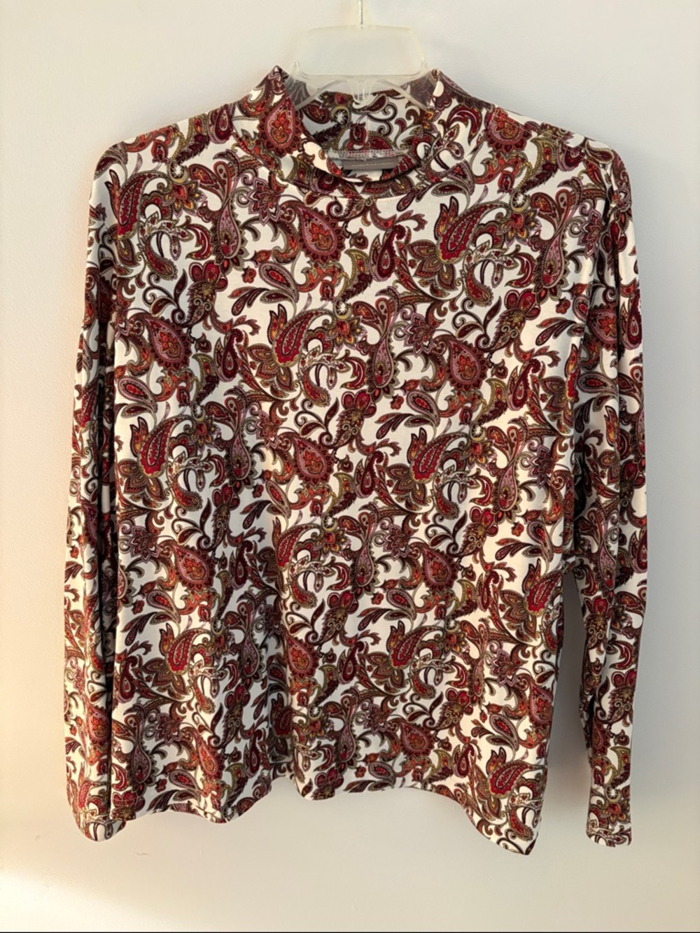 croft & barrow Red and Brown Paisley Long Sleeve Top